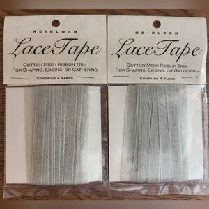 2 Cotton Mesh Ribbon Trim 4 Yards Heirloom Lace Tape Seafoam Color